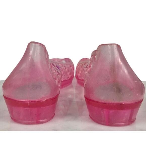 White Mountain Pink Jelly Shoes Polka Dot Cut Outs Small Wedge Heel Sz 9 - Picture 7 of 9